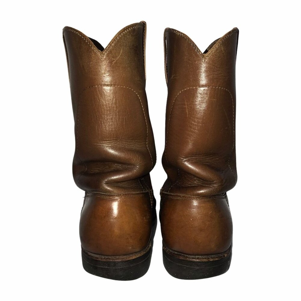 Justin Shortie Oil Proof Mens Western Boots 8.5D Brown Leather Workboots - Picture 7 of 10